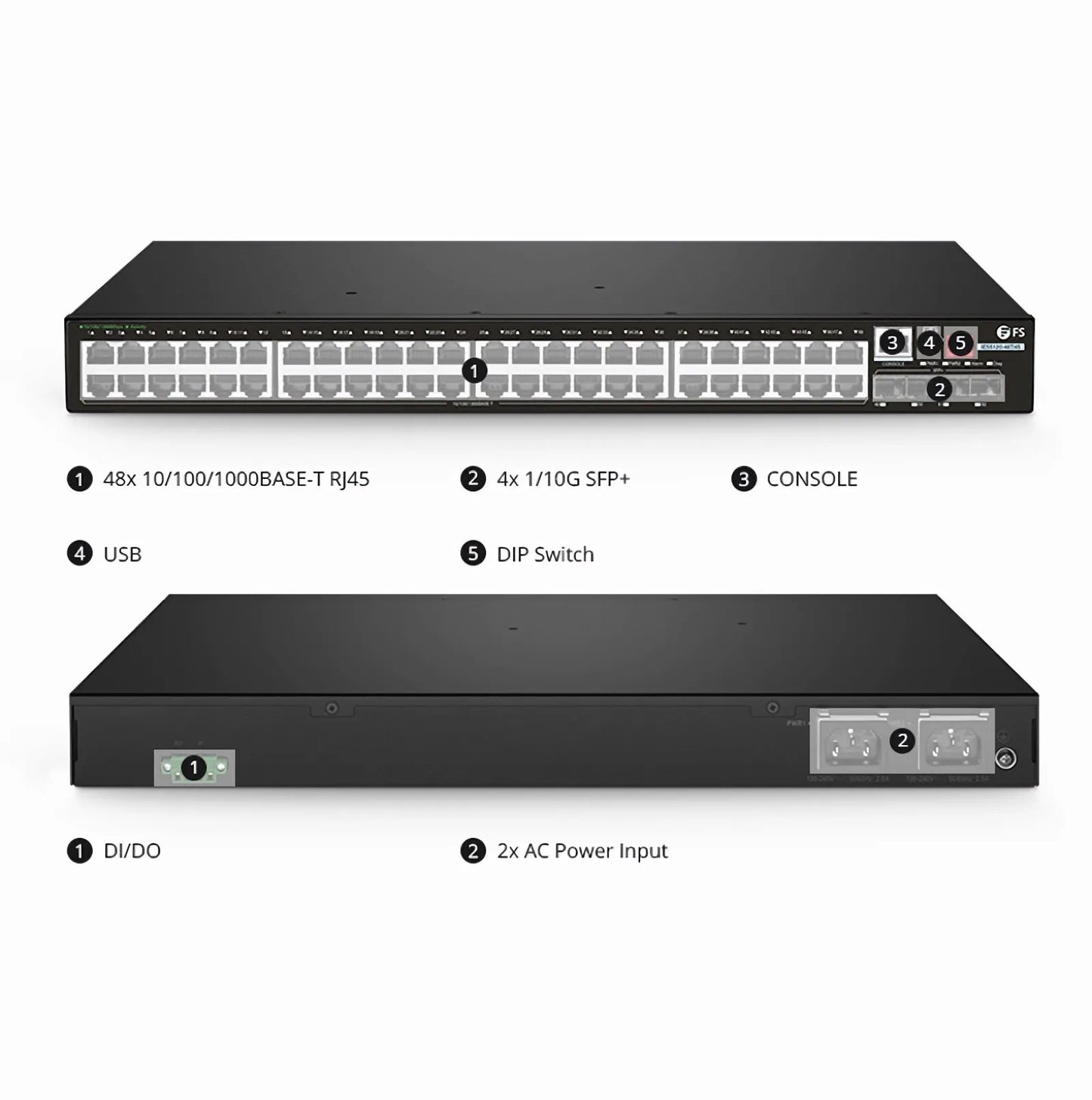 IES5120-48T4S, 48-Port Gigabit Ethernet L2+ Managed Industrial Switch, 48 x 10/100/1000BASE-T, with 4 x 1/10Gb SFP+, -40 to 75°C Operating Temperature