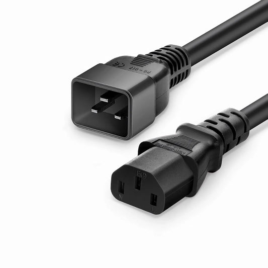 10ft (3m) IEC60320 C20 to IEC60320 C13 14AWG 250V/15A Power Cord, Black