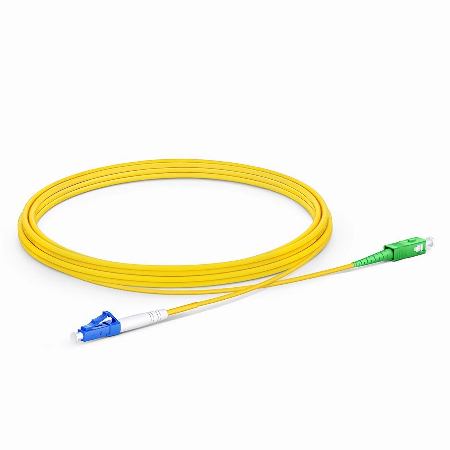 3m (10ft) Fiber Patch Cable, 1 Fiber, LC UPC Simplex to SC APC Simplex, Single Mode (OS2), Riser (OFNR), 2.0mm, Tight-Buffered, Yellow, 10 Pcs/Pack