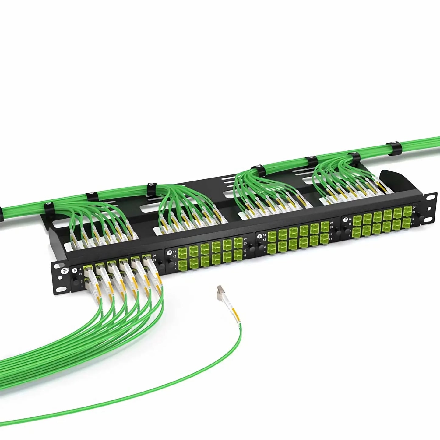 FHD™ Fiber Adapter Panel, 24 Fibers OM5 Multimode, 12x LC UPC Duplex (Lime Green) Adapter, Ceramic Sleeve