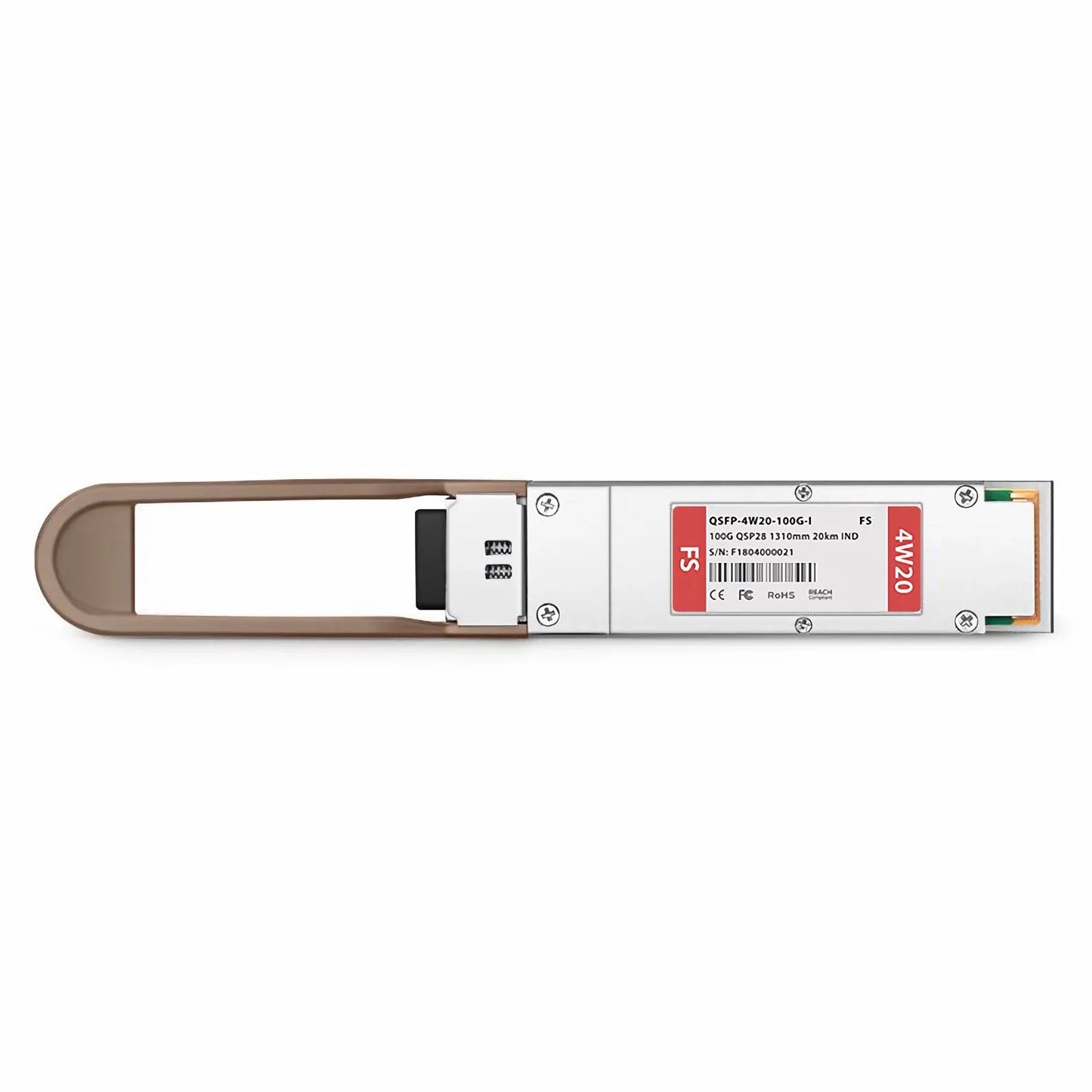 100GBASE-4WDM-20 QSFP28 4 x 25G NRZ 1310nm 20km DOM Duplex LC /UPC SMF Optical Transceiver Module for FS Switches (Industrial)