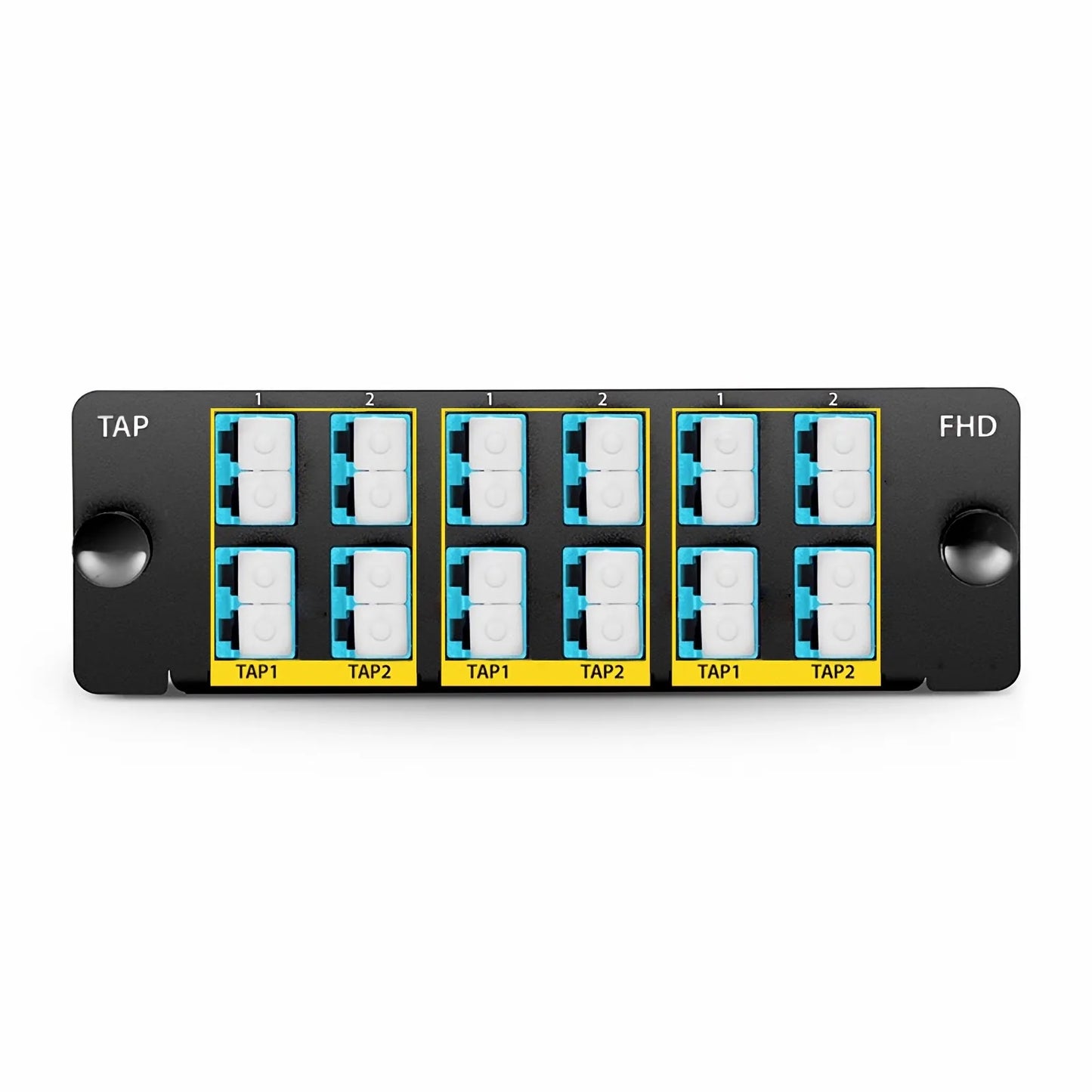FHD™ BIDI LC TAP Cassette, OM4 Multimode, 6 x LC Duplex Live Ports, 6 x LC Duplex TAP Ports, 50/50 Split Ratio (Live/TAP), 40G