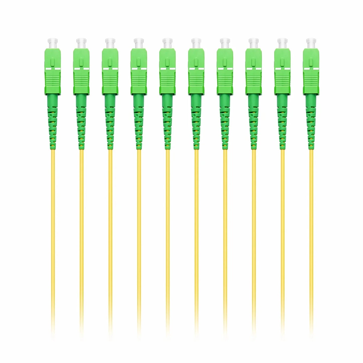 2m (7ft) Fiber Patch Cable, 1 Fiber, SC APC Simplex to SC APC Simplex, Single Mode (OS2), Riser (OFNR), 2.0mm, Tight-Buffered, Yellow, 10 Pcs/Pack