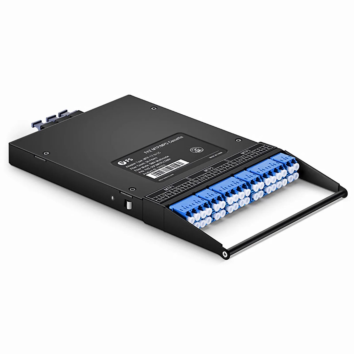 FHZ™ MTP®-LC Cassette, OS2 Singlemode, Universal, 36 Fibers, 3 x MTP®-12 (Male) to 6 x LC Duplex and 6 x LC Quad (Blue), 0.35dB Max.