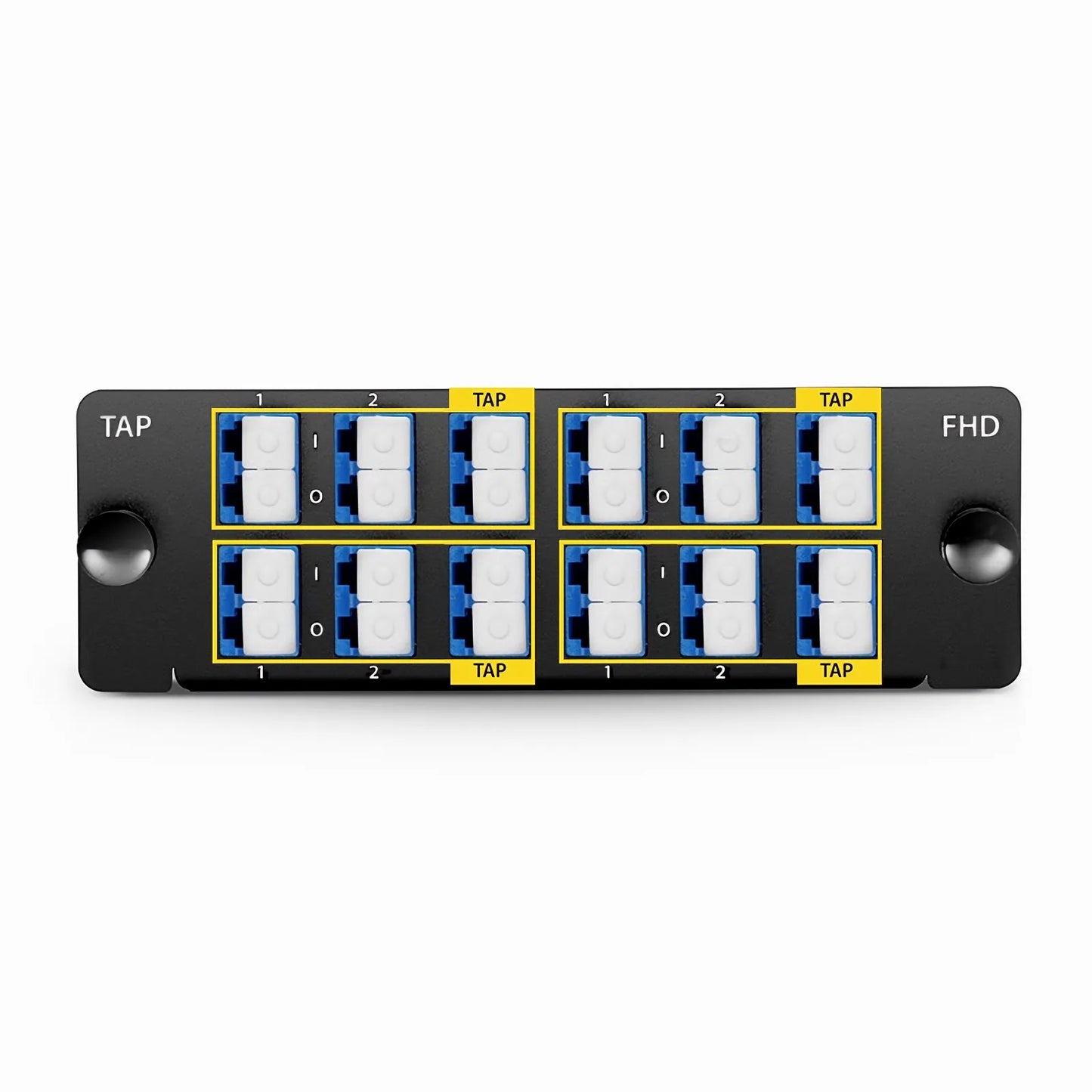 FHD™ LC TAP Cassette, OS2 Single Mode, 8 x LC Duplex Live Ports, 4 x LC Duplex TAP Ports, 50/50 Split Ratio (Live/TAP), 1/10/40/100G