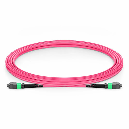 3m (10ft) MTP® Jumper, MTP®-16 APC (Female) to MTP®-16 APC (Female), 16 Fibers, Multimode (OM4), Plenum (OFNP), 0.35dB Max, Crossover, Magenta