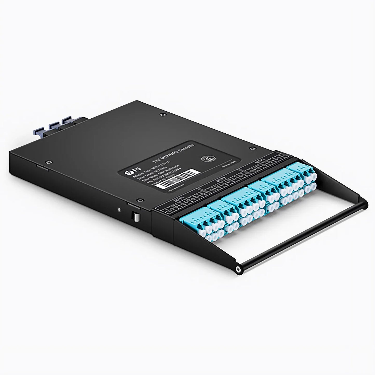 FHZ™ MTP®-LC Cassette, OM4 Multimode, Universal, 36 Fibers, 3 x MTP®-12 (Male) to 6 x LC Duplex and 6 x LC Quad (Aqua), 0.35dB Max.