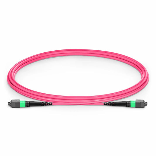 2m (7ft) MTP® Jumper, MTP®-16 APC (Female) to MTP®-16 APC (Female), 16 Fibers, Multimode (OM4), Plenum (OFNP), 0.35dB Max, Crossover, Magenta