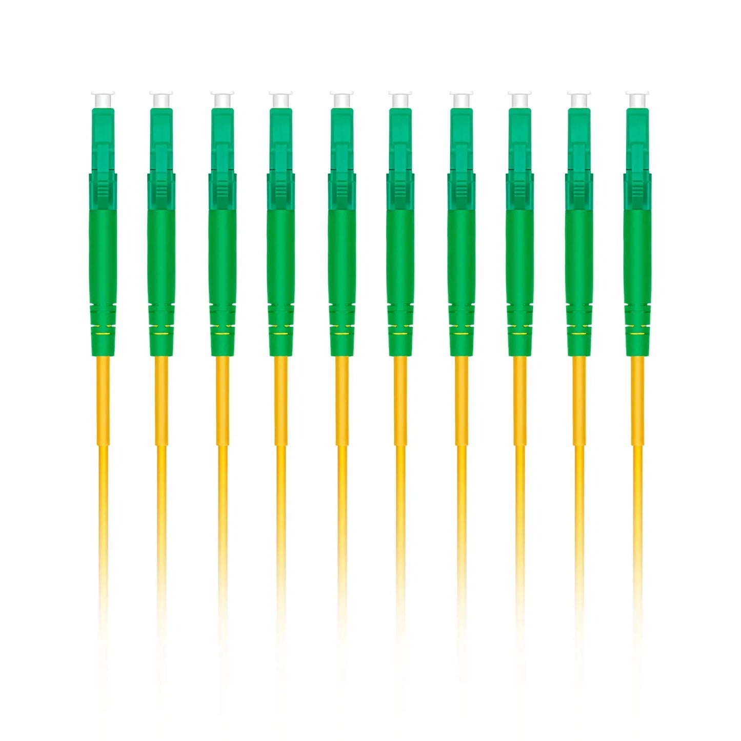 2m (7ft) Fiber Patch Cable, 1 Fiber, LC APC Simplex to LC APC Simplex, Single Mode (OS2), Riser (OFNR), 2.0mm, Tight-Buffered, Yellow, 10 Pcs/Pack