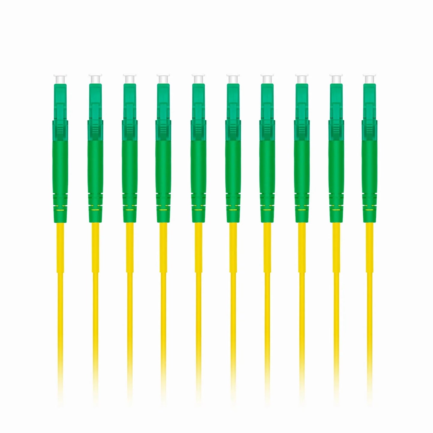 3m (10ft) Fiber Patch Cable, 1 Fiber, LC APC Simplex to LC APC Simplex, Single Mode (OS2), Riser (OFNR), 2.0mm, Tight-Buffered, Yellow, 10 Pcs/Pack