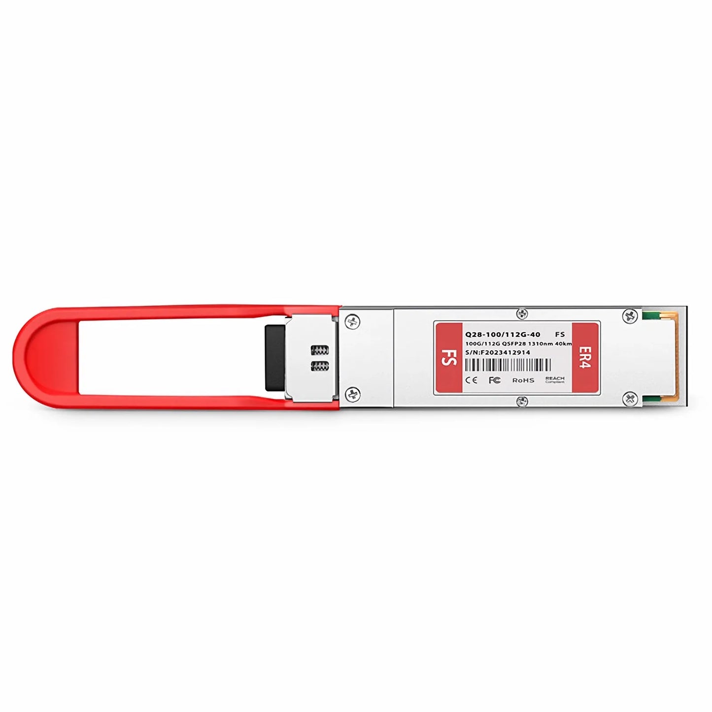 100GBASE-ER4 and 112G OTU4 QSFP28 Dual Rate 4 x 25G NRZ 1310nm 40km DOM Duplex LC/UPC SMF Optical Transceiver Module for FS Switches