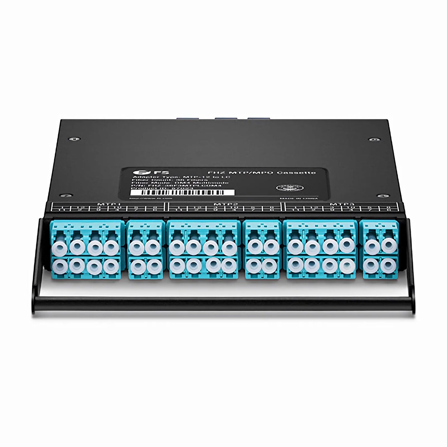 FHZ™ MTP®-LC Cassette, OM4 Multimode, Universal, 36 Fibers, 3 x MTP®-12 (Male) to 6 x LC Duplex and 6 x LC Quad (Aqua), 0.35dB Max.