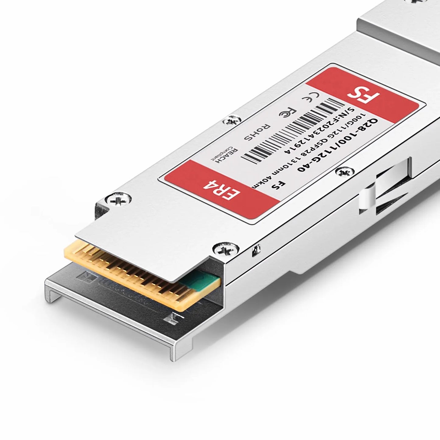 100GBASE-ER4 and 112G OTU4 QSFP28 Dual Rate 4 x 25G NRZ 1310nm 40km DOM Duplex LC/UPC SMF Optical Transceiver Module for FS Switches