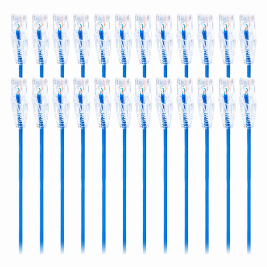 10ft (3m) Cat6 Snagless Unshielded (U/UTP) PVC CM Small Diameter High-Flex Ethernet Network Patch Cable, Blue, (24pcs/pack)