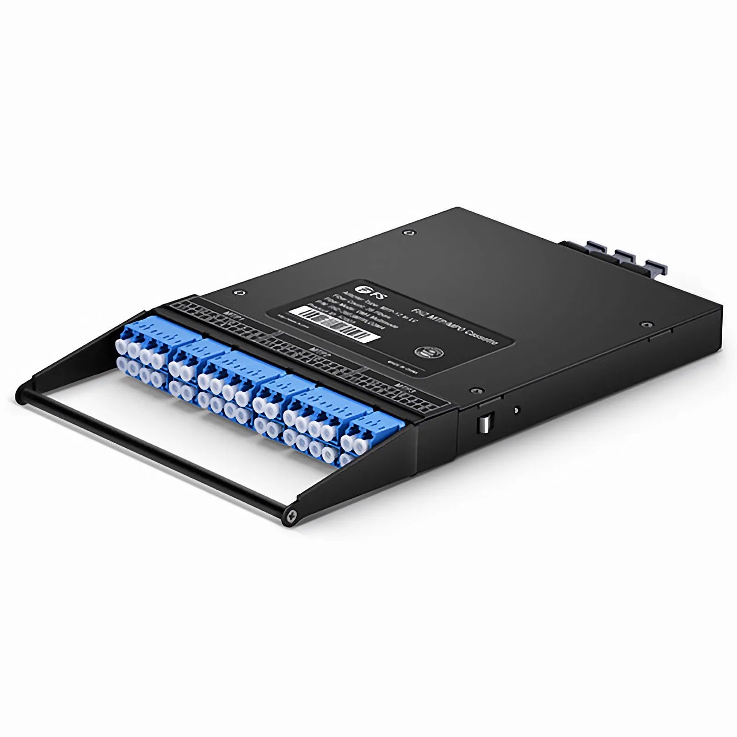 FHZ™ MTP®-LC Cassette, OS2 Singlemode, Universal, 36 Fibers, 3 x MTP®-12 (Male) to 6 x LC Duplex and 6 x LC Quad (Blue), 0.35dB Max.
