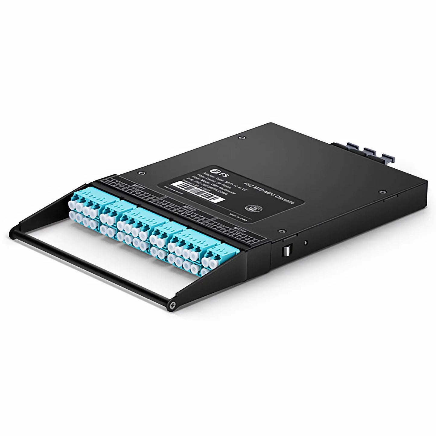 FHZ™ MTP®-LC Cassette, OM4 Multimode, Universal, 36 Fibers, 3 x MTP®-12 (Male) to 6 x LC Duplex and 6 x LC Quad (Aqua), 0.35dB Max.