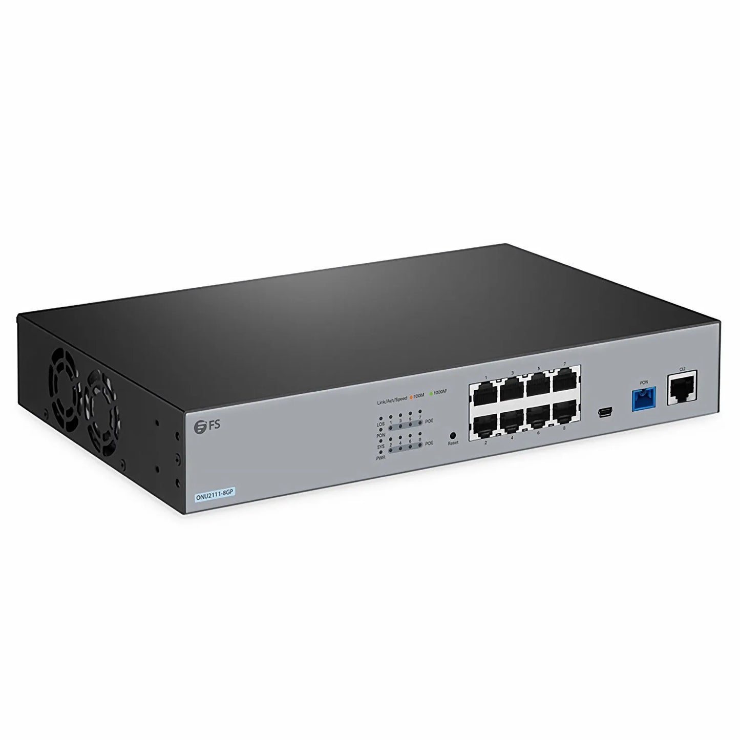ONU2111-8GP, XPON (GPON + EPON) MDU ONU with 1 x PON, 8 x GE PoE/PoE+@138.5W