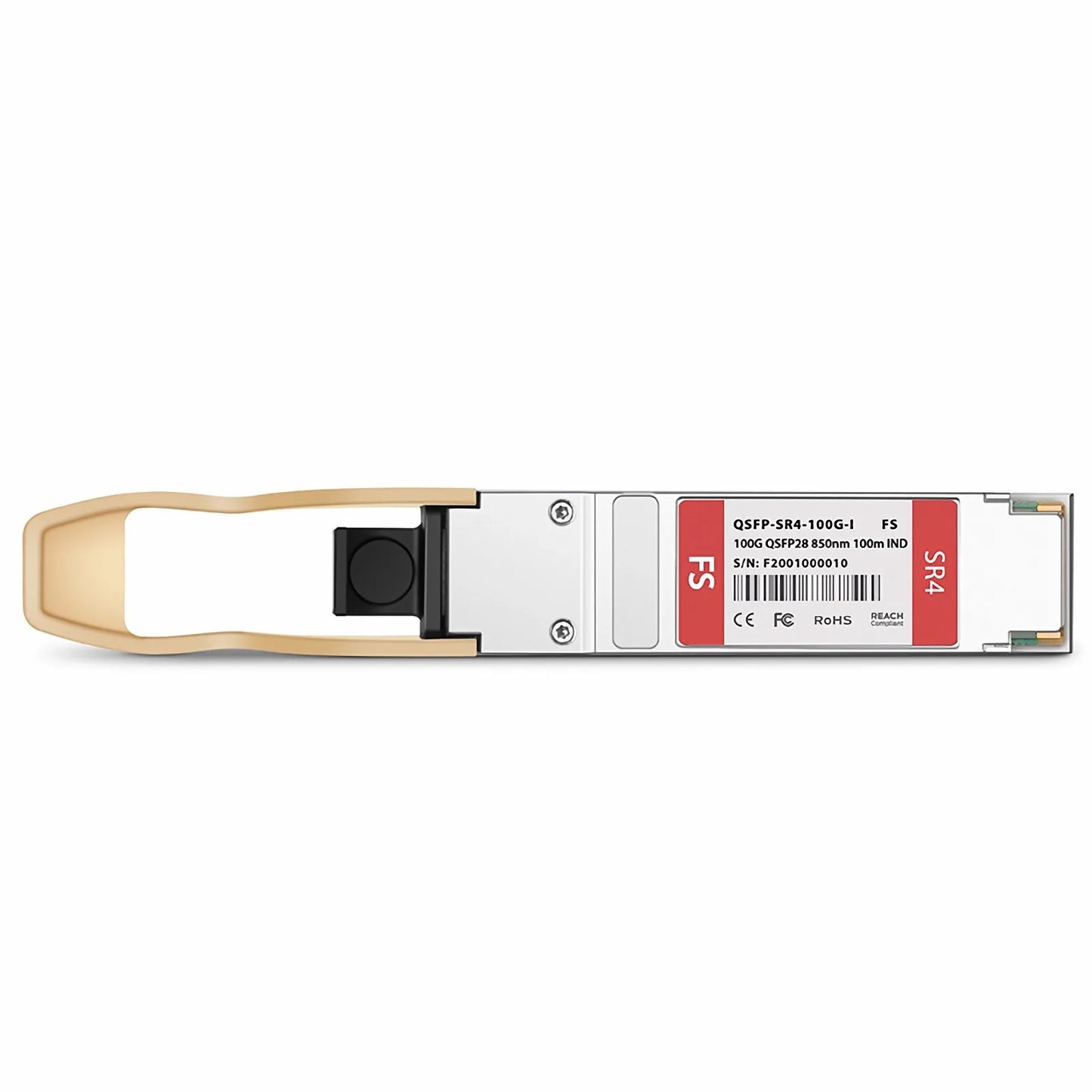 100GBASE-SR4 QSFP28 4 x 25G NRZ 850nm 100m DOM MPO-12/UPC MMF Optical Transceiver Module for FS Switches (Industrial), Breakout to 4 x 25G-SR