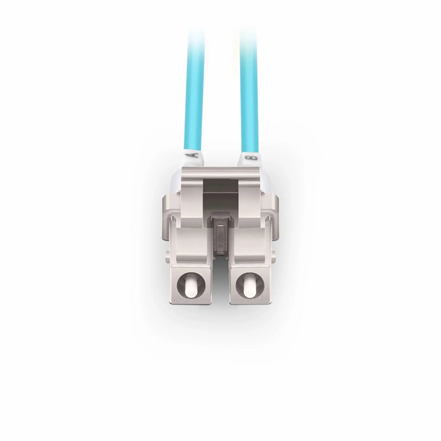 3m (10ft) Fiber Patch Cable, 2 Fibers, Short Boot, LC UPC Duplex to LC UPC Duplex, Multimode (OM3), Riser (OFNR), 2.0mm, Tight-Buffered, Aqua
