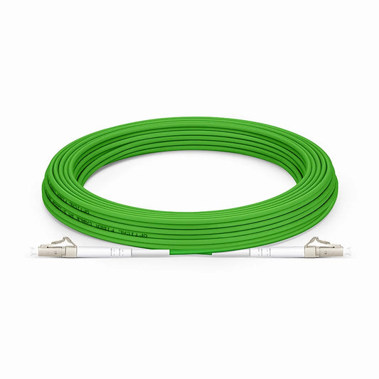 10m (33ft) Fiber Patch Cable, 1 Fiber, LC UPC Simplex to LC UPC Simplex, Multimode (OM5), Riser (OFNR), 2.0mm, Tight-Buffered, Lime Green