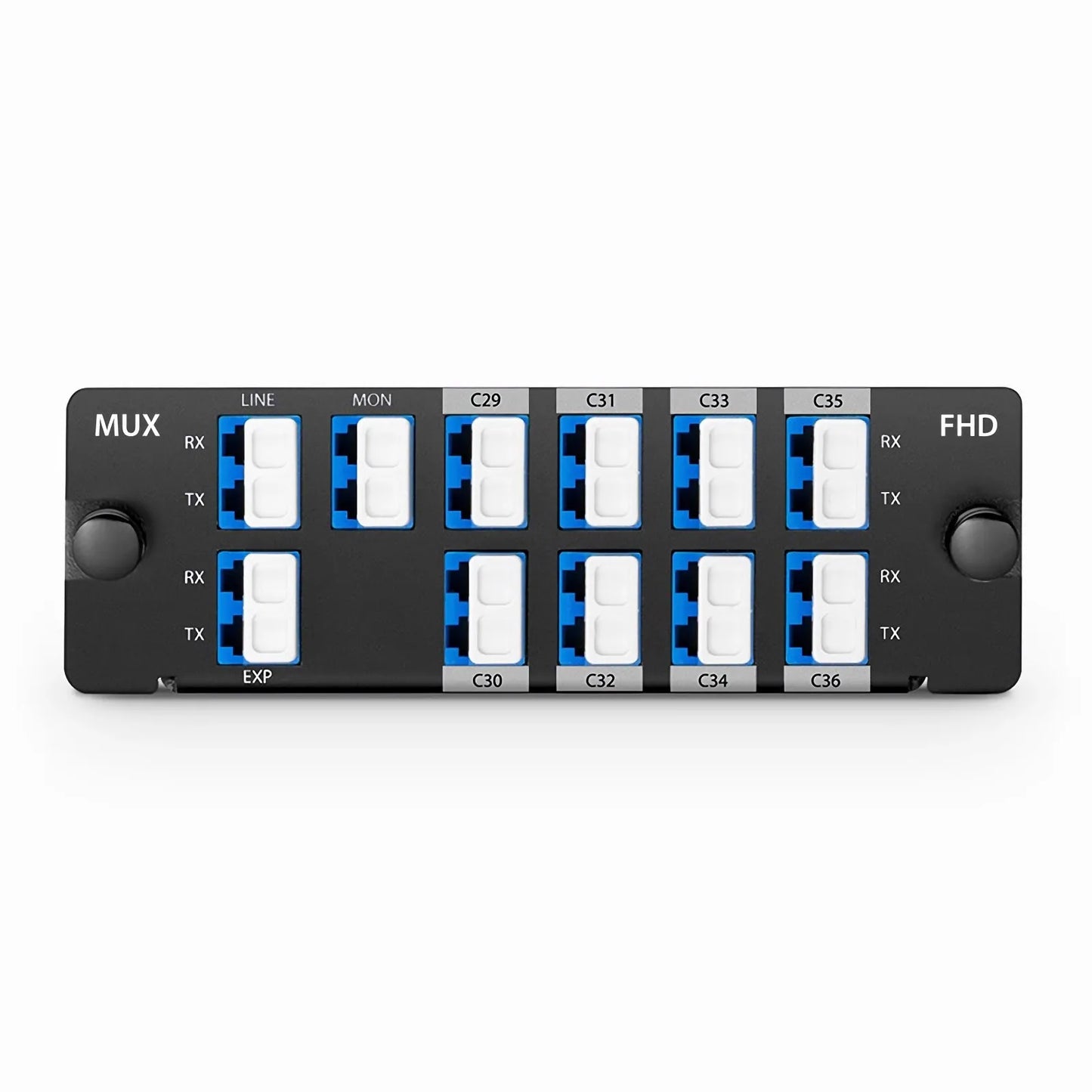 8 Channels DWDM Mux Demux, 100GHz C29-C36, with Monitor and Expansion Port, 2.4dB Typical IL, LC/UPC, Dual Fiber, High Density, FHD™ Plug-in Module