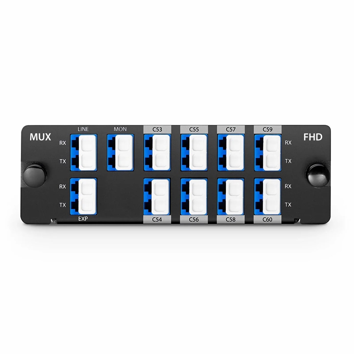 8 Channels DWDM Mux Demux, 100GHz C53-C60, with Monitor and Expansion Port, 2.4dB Typical IL, LC/UPC, Dual Fiber, High Density, FHD™ Plug-in Module