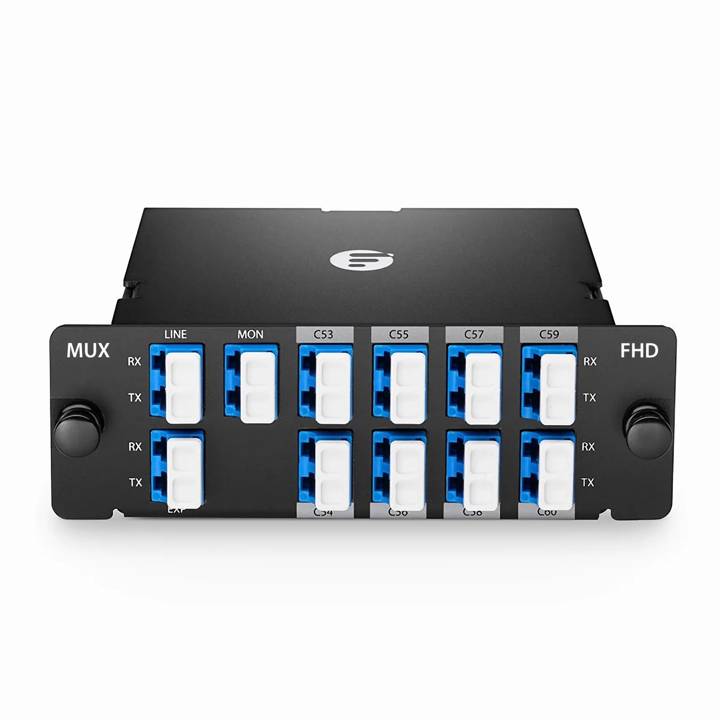 8 Channels DWDM Mux Demux, 100GHz C53-C60, with Monitor and Expansion Port, 2.4dB Typical IL, LC/UPC, Dual Fiber, High Density, FHD™ Plug-in Module