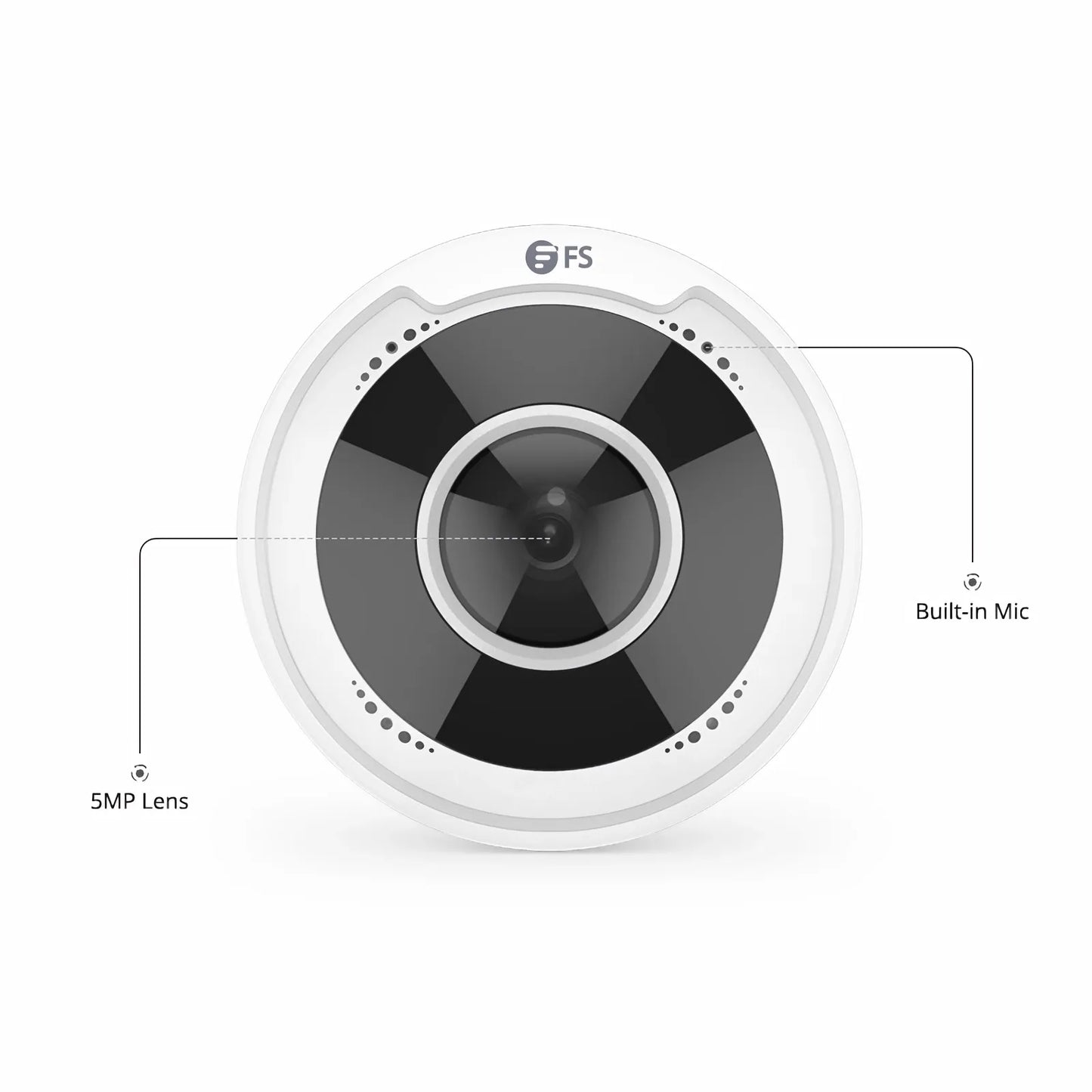 IPC301-5M-F Fisheye Camera, Fixed 5MP with Build-in Mic, 33ft Night Vision, IP66 & IK10 360° Panoramic PoE Network Camera with 1.4mm Lens