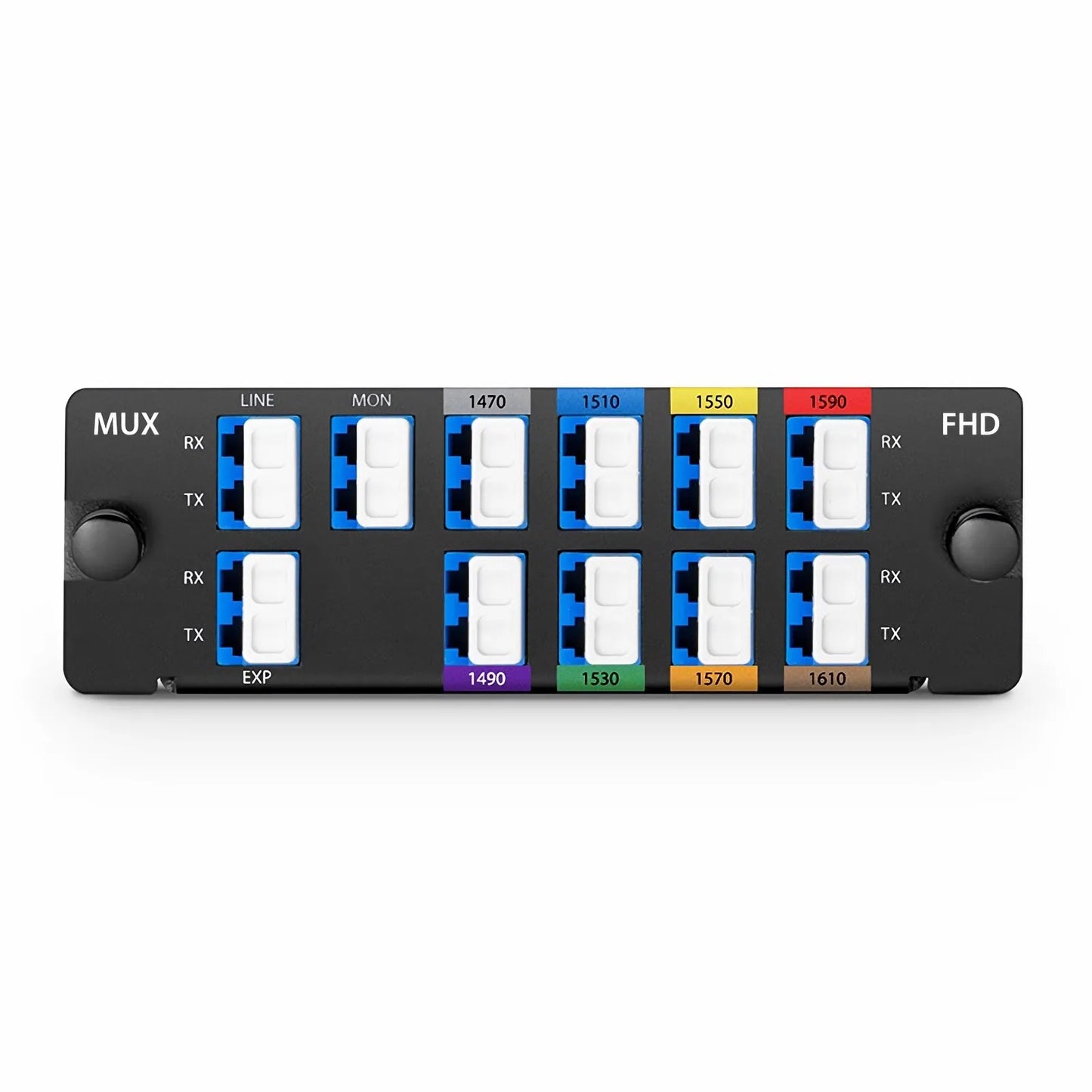 8 Channels CWDM Mux Demux, 1470-1610nm, with Monitor and Expansion Port, 2.0dB Typical IL, LC/UPC, Dual Fiber, High Density, FHD™ Plug-in Module