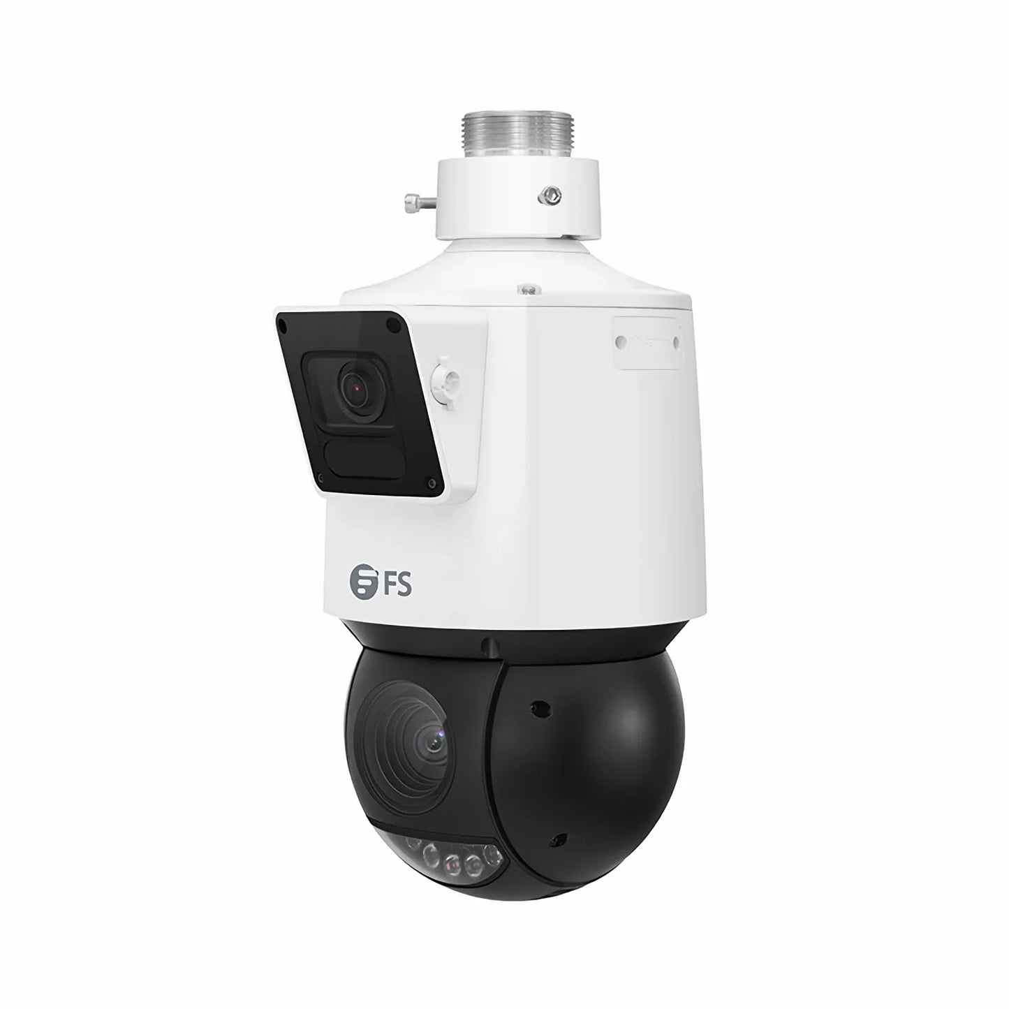 IPC325-4M-PD, 4MP Dual Lens PTZ IP Security Camera with a 25X Motorized Zoom Lens on Bottom and a Fixed 4mm Camera on Top