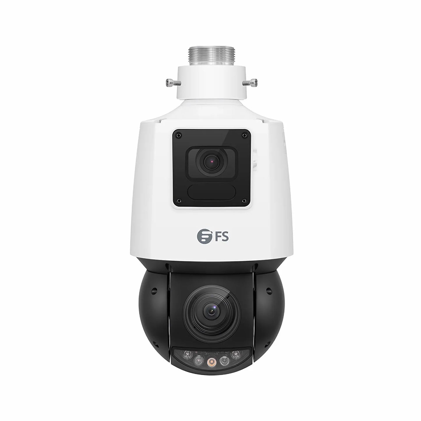 IPC325-4M-PD, 4MP Dual Lens PTZ IP Security Camera with a 25X Motorized Zoom Lens on Bottom and a Fixed 4mm Camera on Top