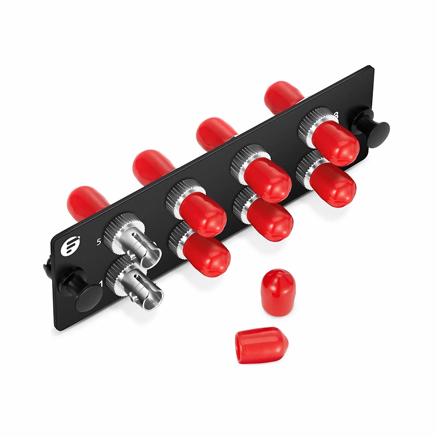 FHD™ Fiber Adapter Panel, 8 Fibers OS2 Single Mode, 8 x ST Simplex (Plated) Adapter, Ceramic Sleeve