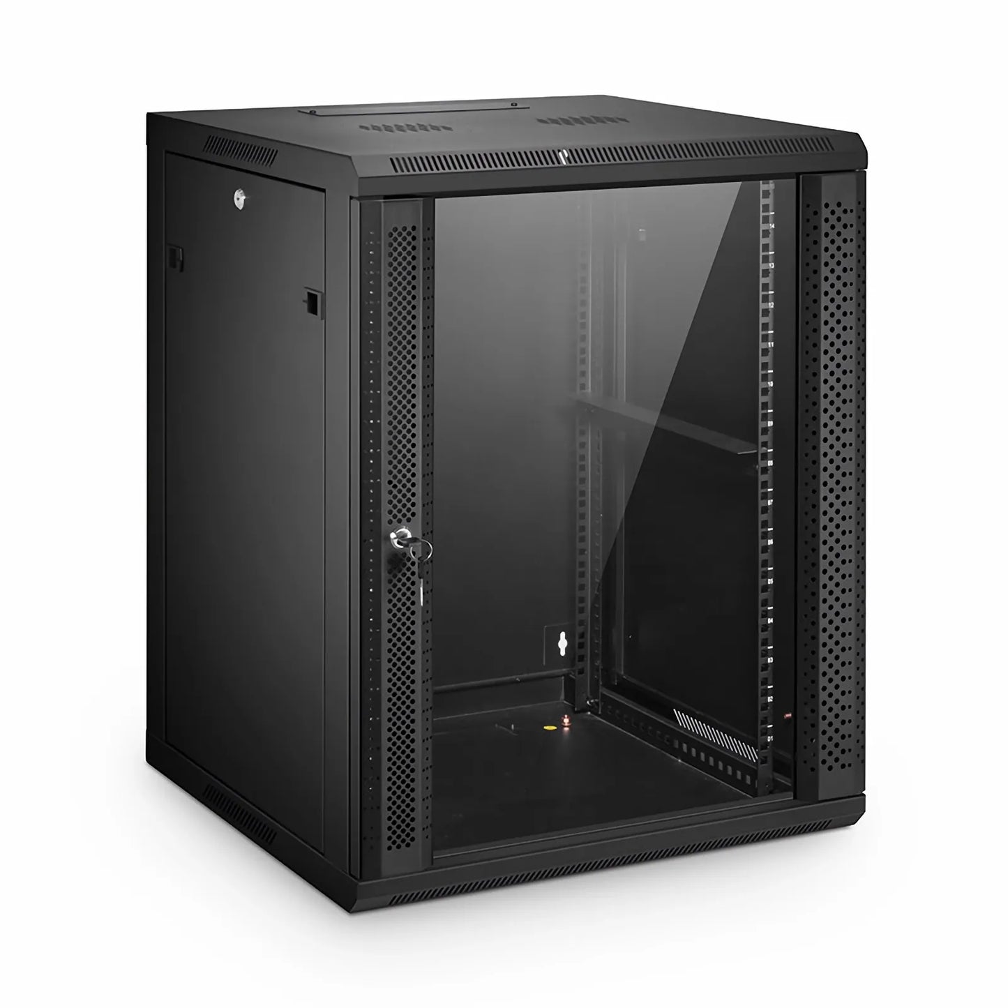 15U GW600-Series 19" 4-Post Wall Mount Cabinet with Glass Front Door