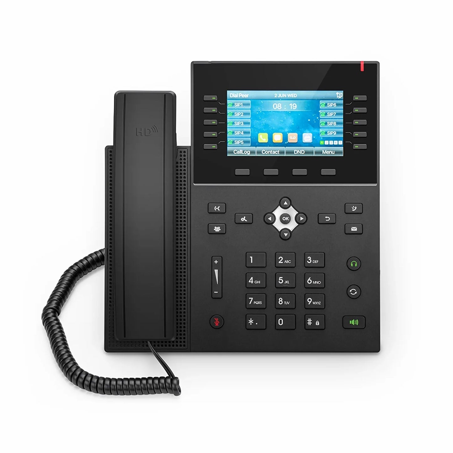 FIP-5220, Advanced VoIP Phone with 4.3-Inch Color LCD Screen, 20 SIP Accounts, USB 2.0, Dual-Port Gigabit Ethernet, PoE