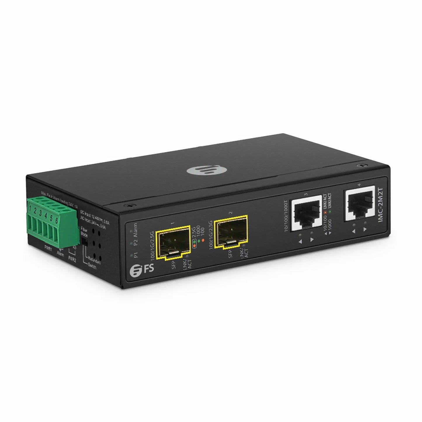 Industrial Unmanaged 2 x 10/100/1000Base-T RJ45 to 2 x 100/1000/2500Base-X SFP Gigabit Ethernet Media Converter