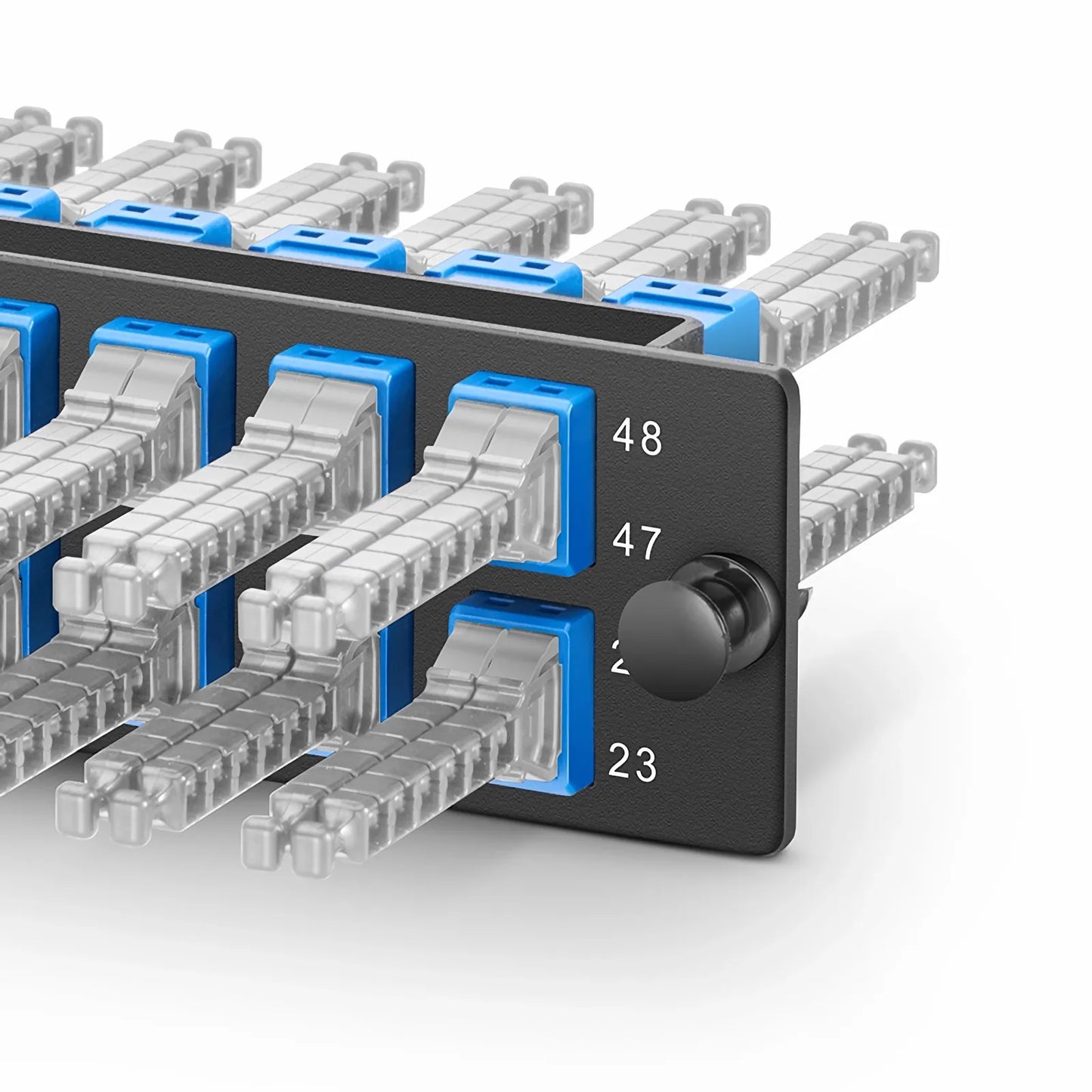 FHD™ Fiber Adapter Panel, 48 Fibers OS2 Single Mode, 12 x MDC UPC 2-Port Duplex (Blue) Adapter, Ceramic Sleeve