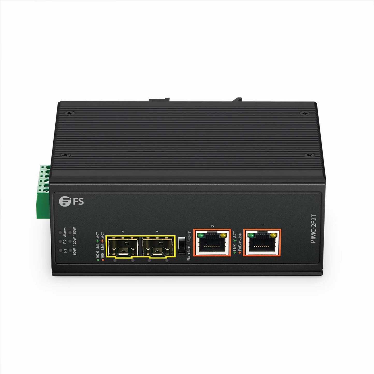 Industrial Unmanaged 2x 10/100/1000Base-T RJ45 to 2x 100/1000Base-X SFP Gigabit PoE++ Ethernet Media Converter