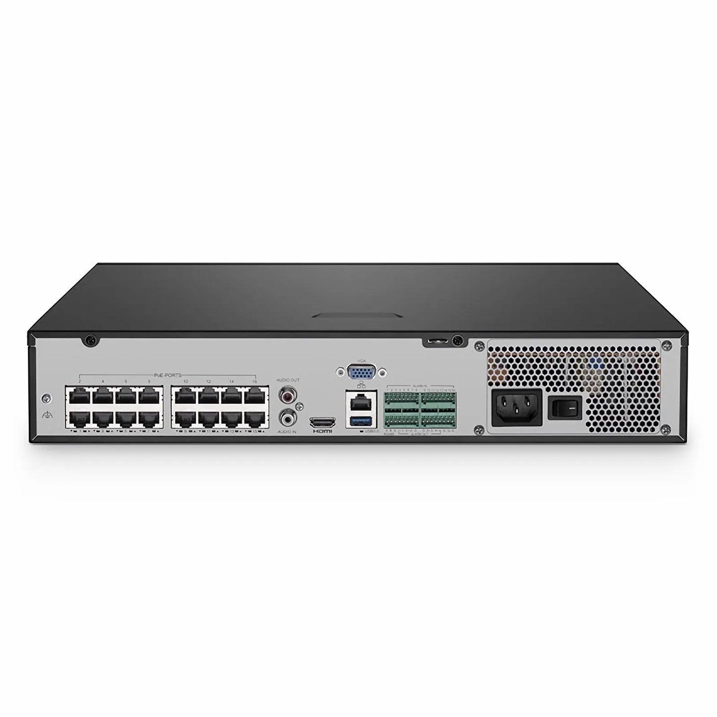 NVR204-32C-16P-V2, 32-Channel 1.5U 16 PoE 4K ＆ H.265 Decoding Format, Up to 4x 10TB Hard Drive (Not Included), Live View/Playback Network Video Recorder