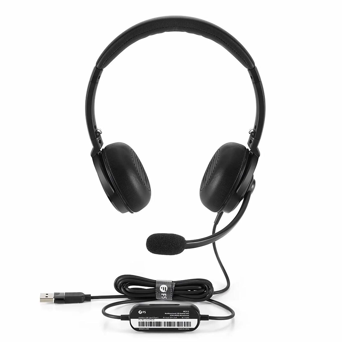Multifunctional USB Headset with ECM & MEMS Microphones, 150° Rotation Angle, Noise Reduction, Plug-and-play