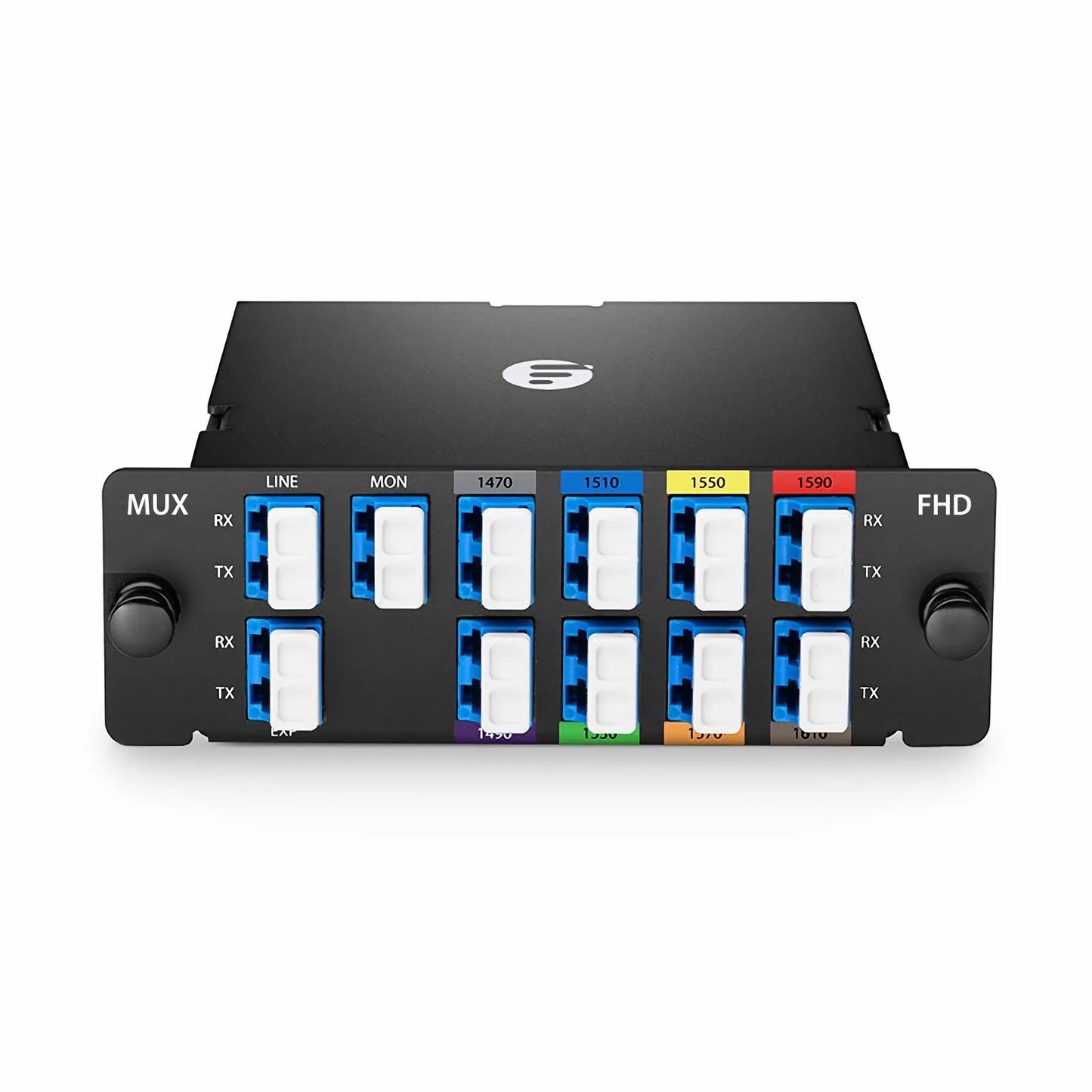 8 Channels CWDM Mux Demux, 1470-1610nm, with Monitor and Expansion Port, 2.0dB Typical IL, LC/UPC, Dual Fiber, High Density, FHD™ Plug-in Module