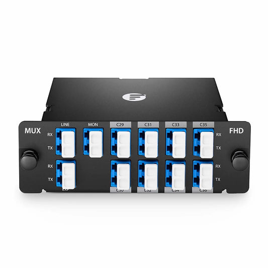 8 Channels DWDM Mux Demux, 100GHz C29-C36, with Monitor and Expansion Port, 2.4dB Typical IL, LC/UPC, Dual Fiber, High Density, FHD™ Plug-in Module