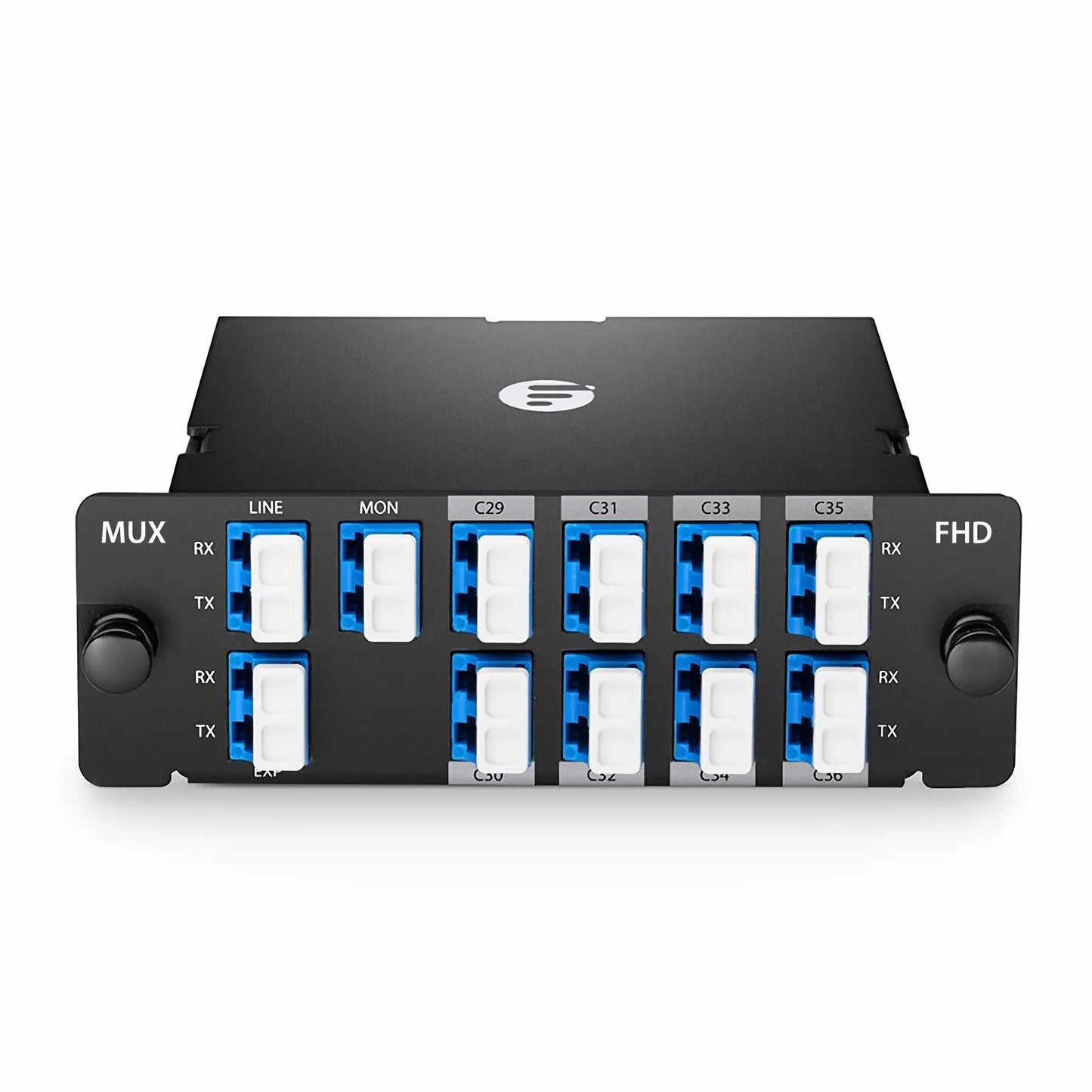 8 Channels DWDM Mux Demux, 100GHz C29-C36, with Monitor and Expansion Port, 2.4dB Typical IL, LC/UPC, Dual Fiber, High Density, FHD™ Plug-in Module