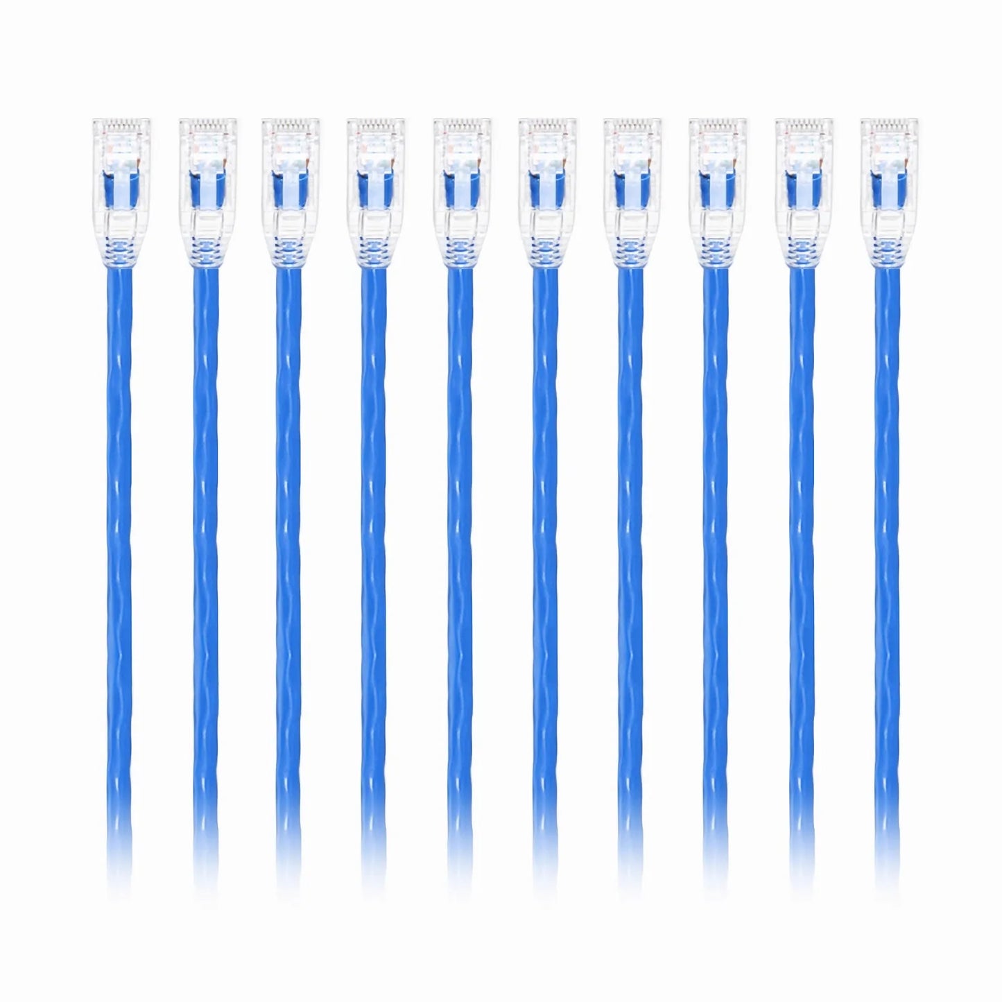 1.5ft (0.5m) Cat6 28AWG Snagless Unshielded (U/UTP) PVC CM Small Diameter High-Flex Ethernet Network Patch Cable, Blue, (10pcs/pack)