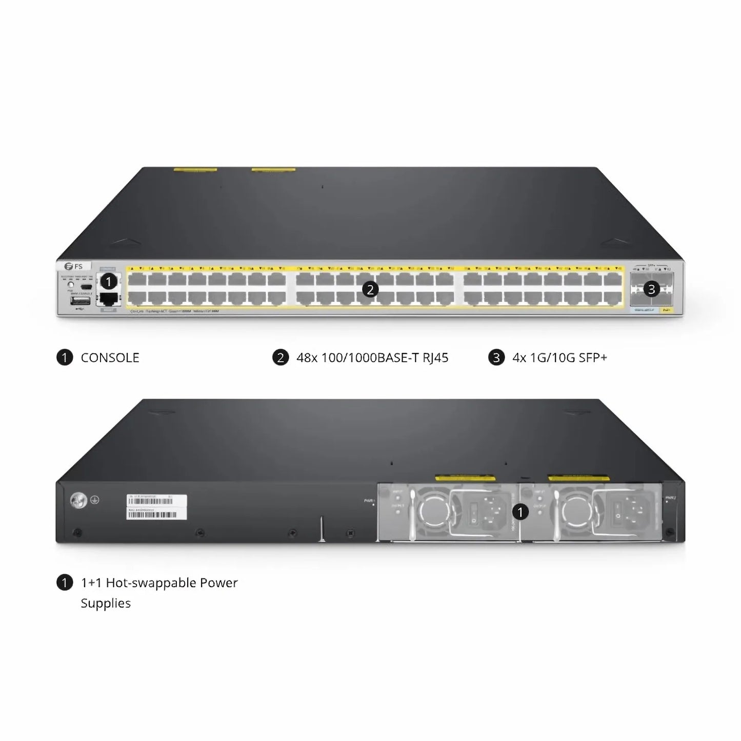 S5810-48TS-P, 48-Port Gigabit Ethernet L3 PoE+ Switch, 48 x PoE+ Ports @740W, with 4 x 10Gb SFP+ Uplinks, Support Stacking, Broadcom Chip