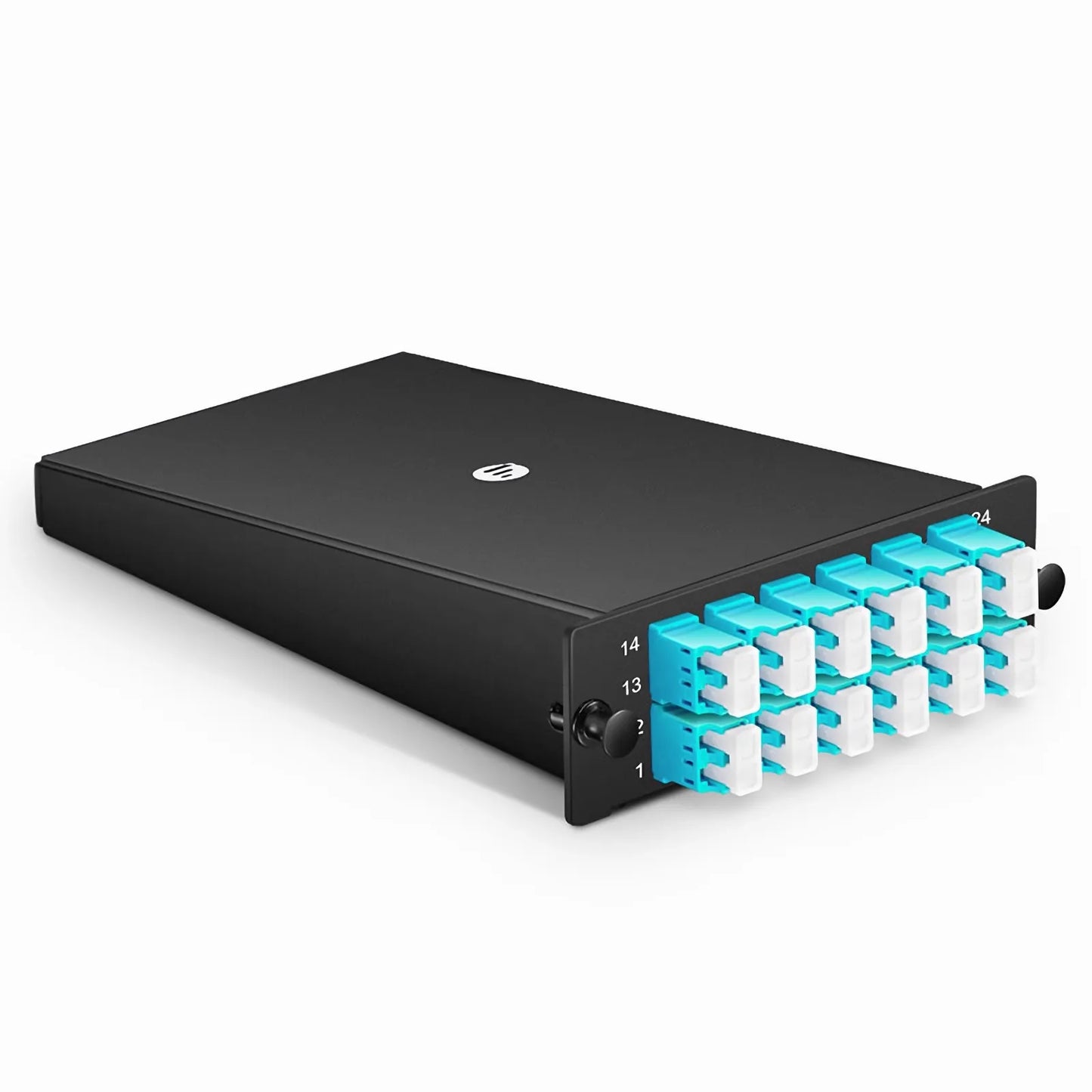FHD™ LC Splice Cassette with Pigtails, 24 Fibers OM4 Multimode,12 x LC UPC Duplex (Aqua), 0.3dB Max.