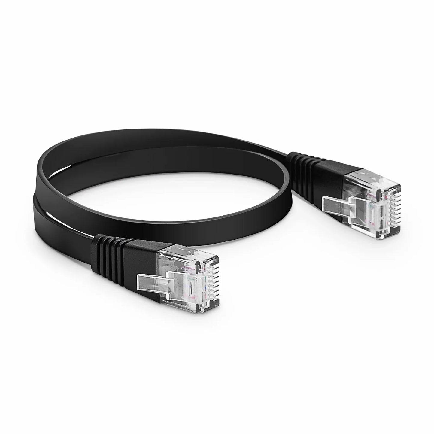 1ft (0.3m) Flat Cat6 32AWG Snagless Unshielded (U/UTP) PVC Ethernet Network Patch Cable, Black