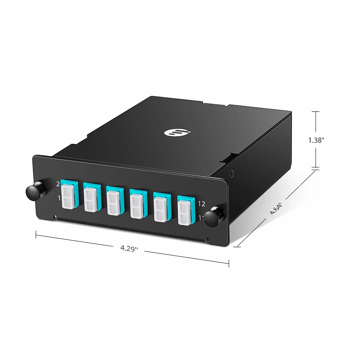 FHD™ MTP®-LC Cassette, OM4 Multimode, Universal, 12 Fibers, MTP®-12 (Male) to 6 x LC Duplex (Aqua), 0.35dB Max.