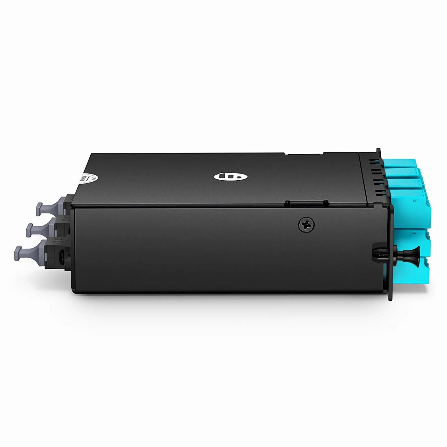 FHD™ MTP®-LC Cassette, OM4 Multimode, Universal, 24 Fibers, 3 x MTP®-8 (Male) to 12 x Shuttered LC Duplex (Aqua), 0.35dB Max.