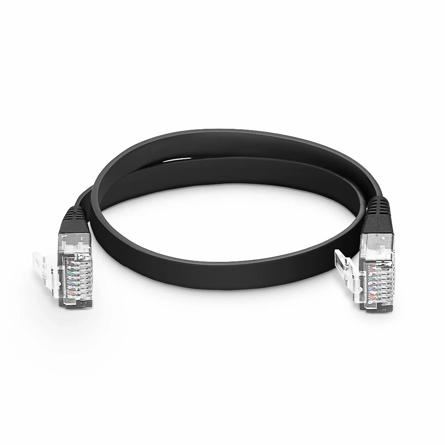 1ft (0.3m) Flat Cat6 32AWG Snagless Unshielded (U/UTP) PVC Ethernet Network Patch Cable, Black