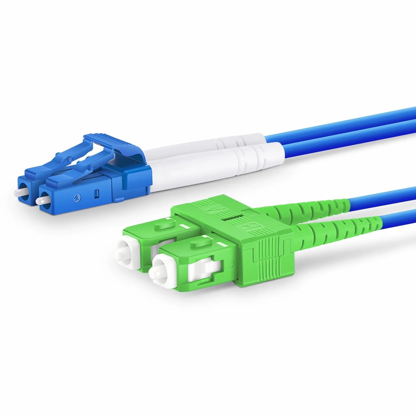 1m (3ft) Armored Fiber Patch Cable, 2 Fibers, LC UPC Duplex to SC APC Duplex, Single Mode (OS2), LSZH, 3.0mm, Blue